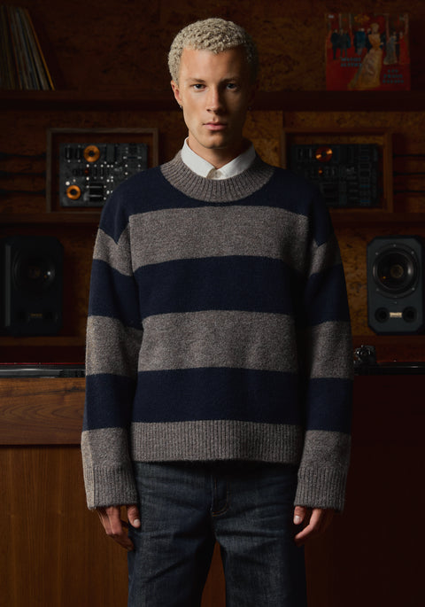 Wide Striped Alpaca Sweater