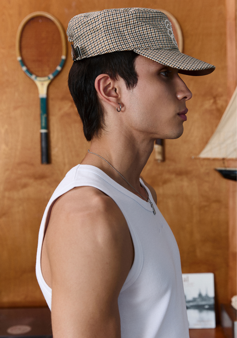 La casquette en coton brossé – Pied-de-poule