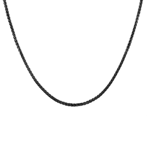 FJ Watches five jwlry jewelry jewel bijou tage necklace collier flower basket chain men homme 3mm stainless steel acier inoxydable 45cm 50cm 55cm 60cm wheat link maillon blé noir black montreal design canada water proof resistant eau