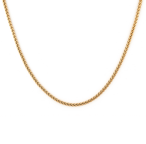 FJ Watches five jwlry jewelry jewel bijou tage necklace collier flower basket chain men homme 3mm stainless steel acier inoxydable 45cm 50cm 55cm 60cm wheat link maillon blé gold or 14k montreal design canada water proof resistant eau