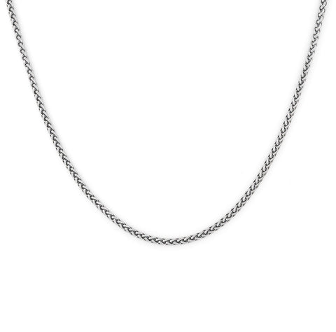 FJ Watches five jwlry jewelry jewel bijou tage necklace collier flower basket chain men homme 3mm stainless steel acier inoxydable 45cm 50cm 55cm 60cm wheat link maillon blé argent silver montreal design canada water proof resistant eau