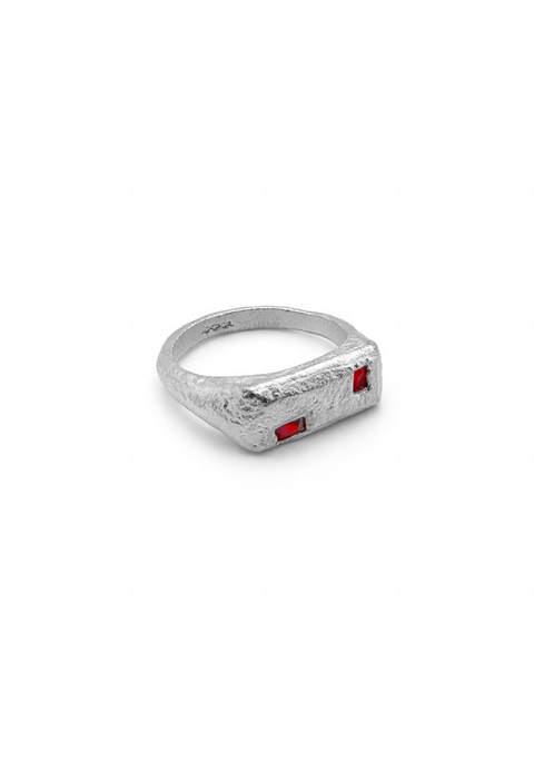 Two Red Zircon- Ring