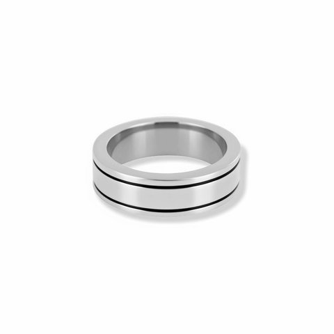 fj watches five jwlry jewelry jewel bijou minimalist black line ligne noir engraved 2 two deux band bande anneau bague ring 8mm men akan engraved stainless steel acier inoxydable silver argent