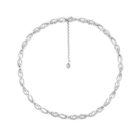 Dawn women's necklace by Five Jwlry, a unique creation from Alicia Moffet's collaboration. Inspired by the purity of a water droplet, this custom-molded links piece is adjustable to 40cm or 45cm. Available in 14k gold or silver, made from water-resistant 316L stainless steel. Hypoallergenic with a 2-year warranty.