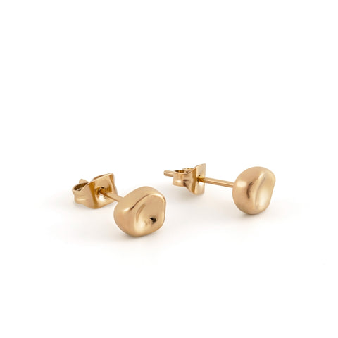 "Dawn women's stud earring by Five Jwlry, a creation from Alicia Moffet's collaboration, where classic stud design meets the fluidity of water, inspired by a single water droplet. Choose from 14k gold or silver for this unique piece, made from water-resistant 316L stainless steel. Hypoallergenic with a 2-year warranty.