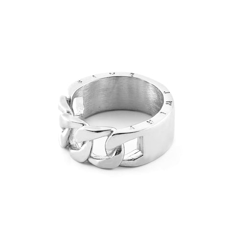 fj watches five jwlry jewel bijou bague anneau acier inoxydable stainless steel half band cuban chain link moitié chaine cubaine lien synthese 10 mm 1cm cinq silver argent homme men
