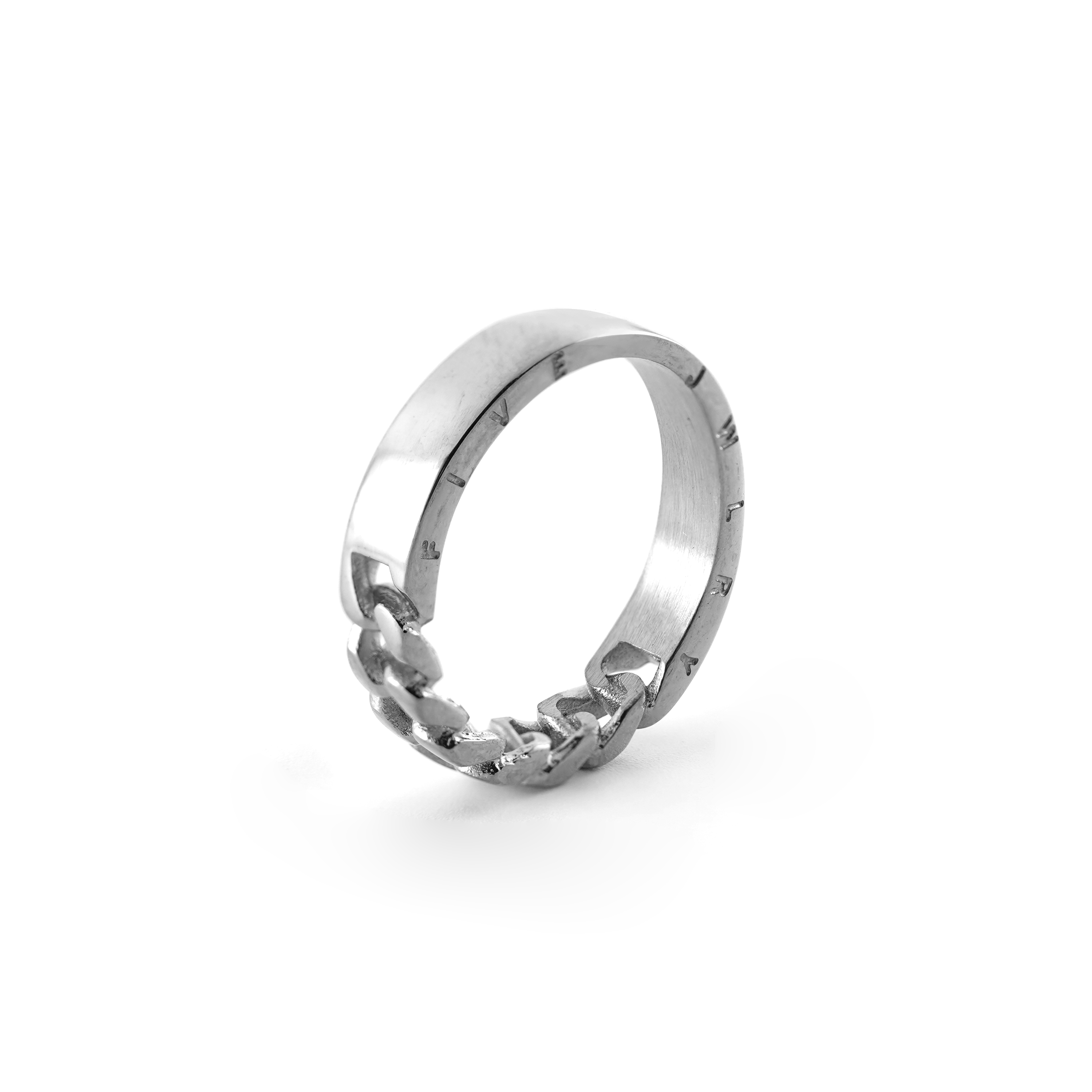 fj watches five jwlry jewel jewelry bijou bague anneau acier inoxydable stainless steel half band cuban chain link moitié chaine cubaine lien maillon synthese 5 cinq silver argent men homme