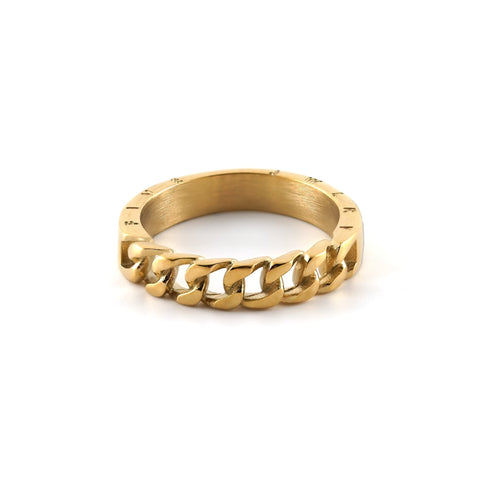 fj watches five jwlry jewel jewelry bijou bague anneau acier inoxydable stainless steel half band cuban chain link moitié chaine cubaine lien maillon synthese 5 cinq 14k gold plated or men homme