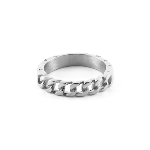 fj watches five jwlry jewel jewelry bijou bague anneau acier inoxydable stainless steel half band cuban chain link moitié chaine cubaine lien maillon synthese 5 cinq silver argent men homme