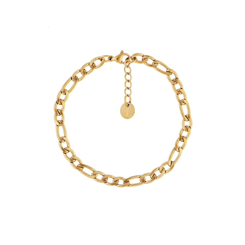 Valencia women's bracelet by Five Jwlry, crafted from a 4mm figaro chain in silver-colored, water-resistant 316L stainless steel. Available in size 16cm with a 4cm extension. Hypoallergenic with a 2-year warranty.