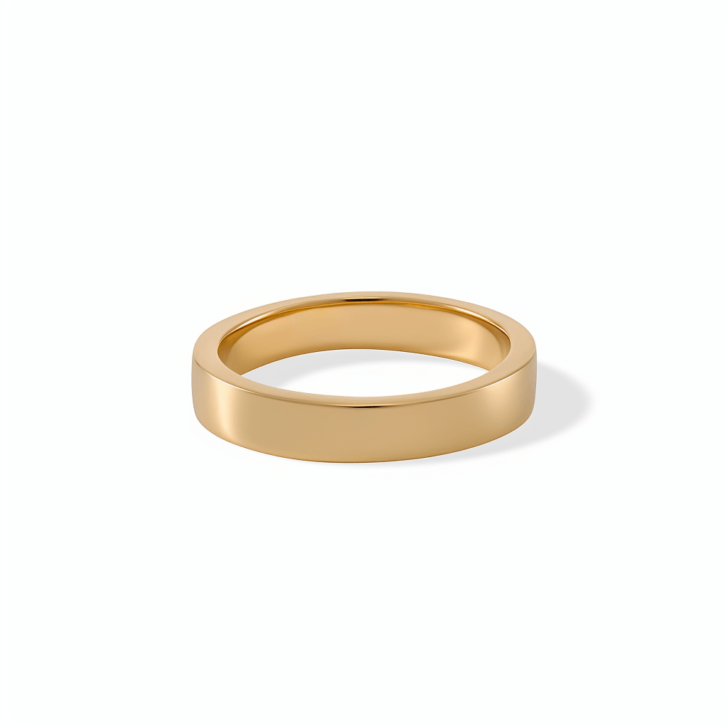 fj watches five jwlry jewelry bijou minimalist band ring bande bague men homme mince thin flat plat gravé engraved logo 4mm voje stainless steel acier inoxydable 18k gold plated 14k or plaqué