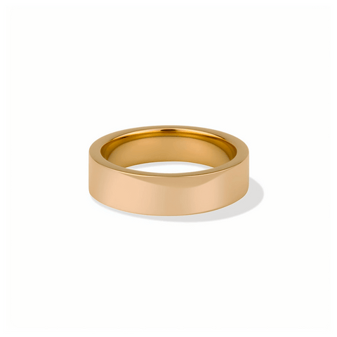fj watches minimalist band ring men wide flat engraved logo 18k gold plated 6mm voje stainless steel five jwlry bijou jewelry acier inoxydable or plaqué bague
