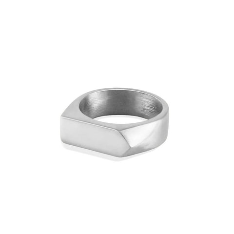 FJ Watches five jwlry jewelry jewel bijou ring bague anneau men homme rectangle signet chevalière brushed steel acier brossé inoxydable stainless silver argent