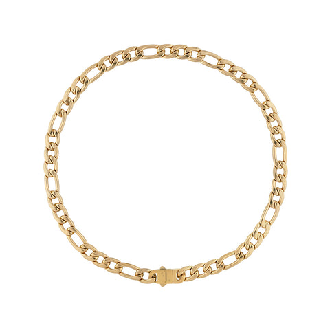 Berg men's necklace by Five Jwlry, featuring a bold 9mm smooth figaro chain in 14k gold, made from water-resistant 316L stainless steel. Offered in sizes 45cm and 50cm. Hypoallergenic with a 2-year warranty.
