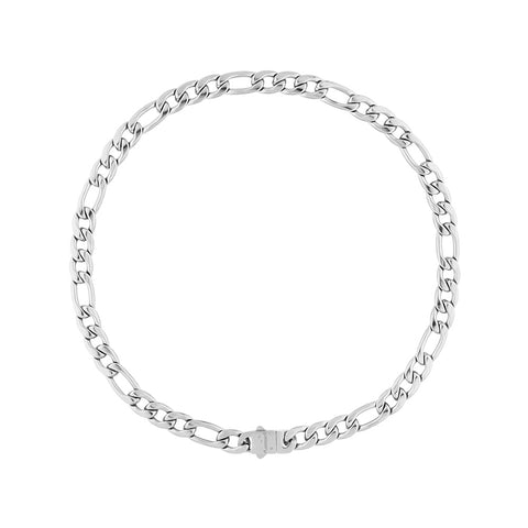 Berg men's necklace by Five Jwlry, featuring a bold 9mm smooth figaro chain in silver, made from water-resistant 316L stainless steel. Offered in sizes 45cm and 50cm. Hypoallergenic with a 2-year warranty.